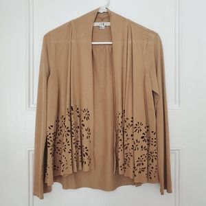 Faux Suede Camel Cardigan